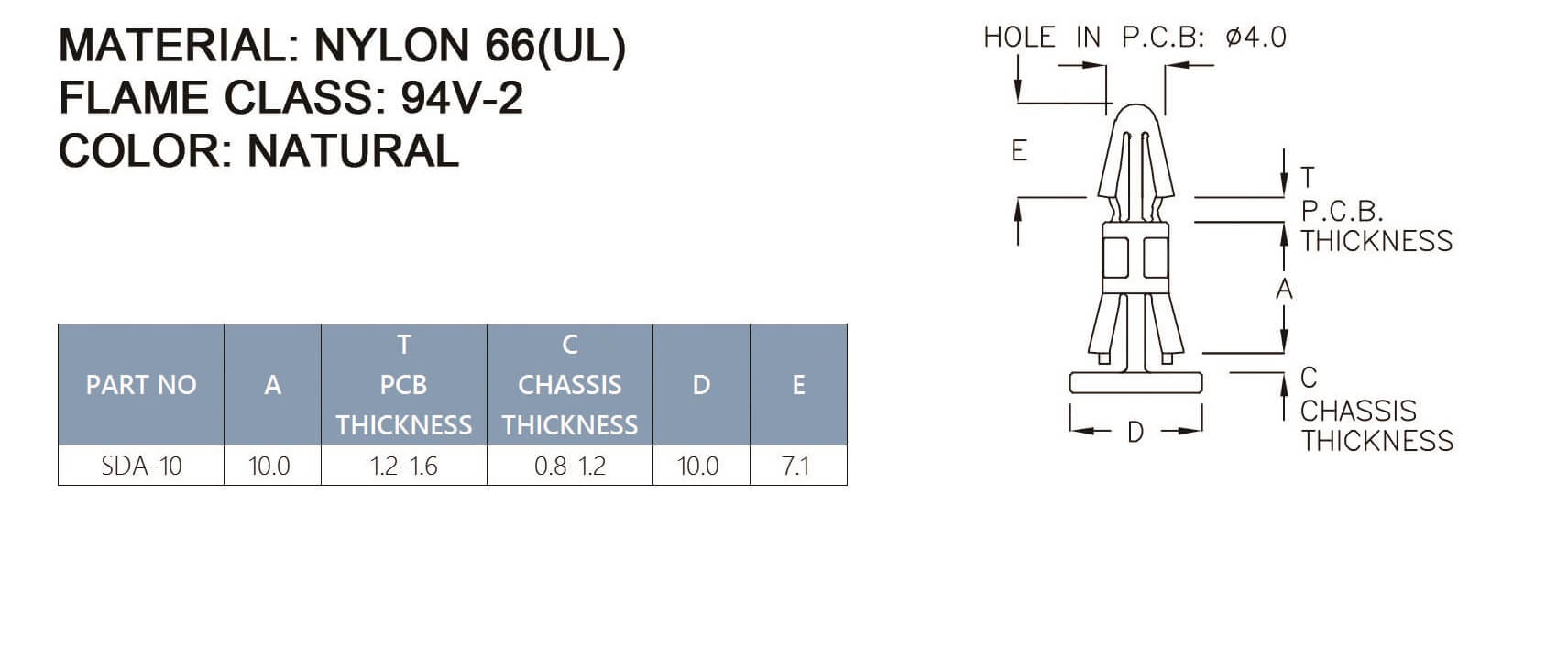  PCB Standoff SSDA-10